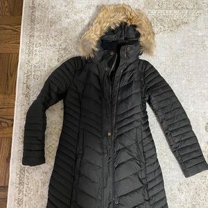 Black Puffer Coat with Removable Fur Trimmed Hood